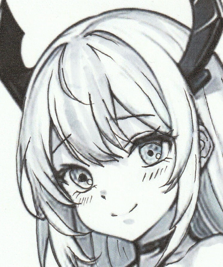 手描きイラスト 東方 手描きイラスト モノクロ オリジナル 巨乳黒