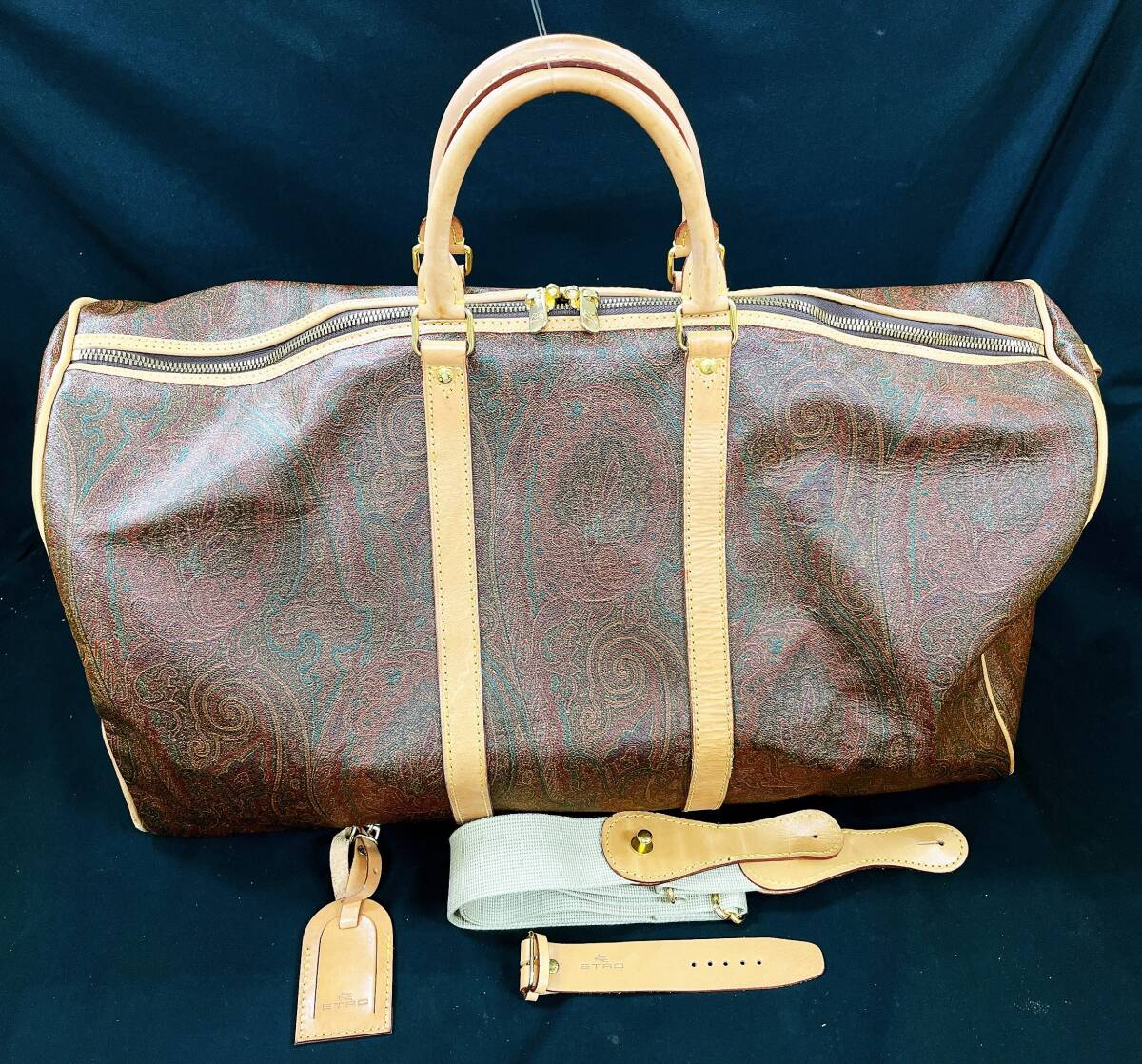 エトロ ボストンバッグ 大容量 2way ペイズリー柄 南京錠 目立った傷や