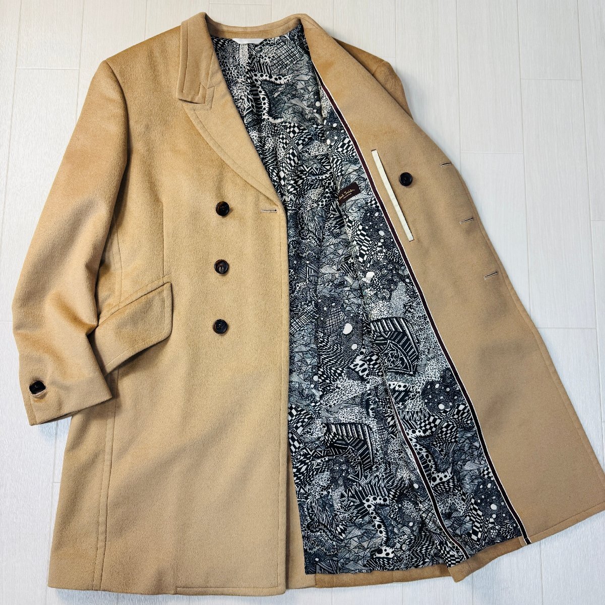 入手困難✨ポールスミス チェスターコート カシミヤ アンゴラ 裏地総柄 ポールスミス チェスターコート ロングコート アンゴラ 裏地紫