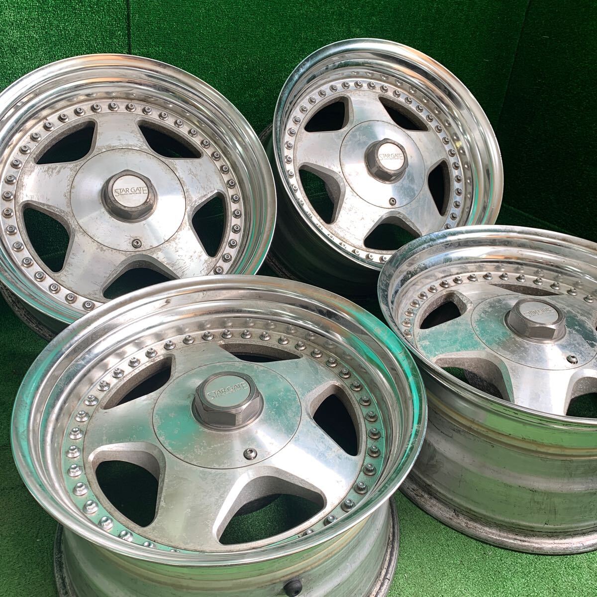 ASAHI 深リム！希少サイズ　マッドスポーク４本15×8.5Ｊ-27　ジムニー　ジープ　リフトアップ