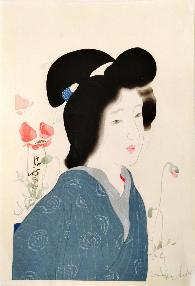 蔵出し「真作」宮下柚葵　「花火」美人画　伊東深水門下　美人画重鎮 蔵出し「真作」宮下柚葵 「花火」美人画 伊東深水門下 美人画重鎮