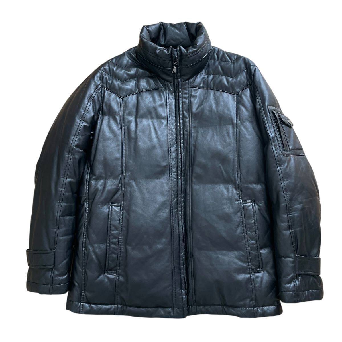 バルマン BALMAIN 10AW WOHT 212 B455 レザー切替キルティングダウン 