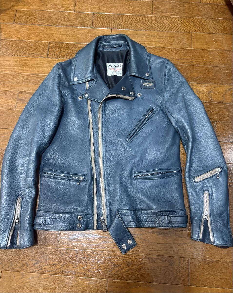 鹿革リアルマッコイズ別注ルイスレザー サイクロン ディアスキン ネイビー 36 Lewis Leathers - ルイスレザー 44 リアルマッコイズ ディアスキン 鹿