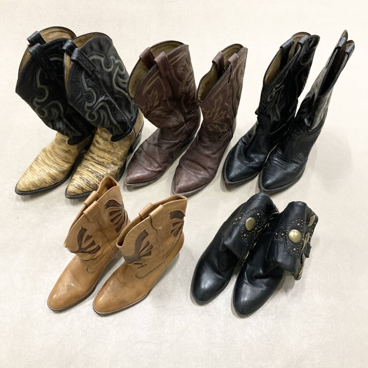 中古】即決【美品】テキサス ビレッジ☆25.5 レザーウエスタンブーツ 
