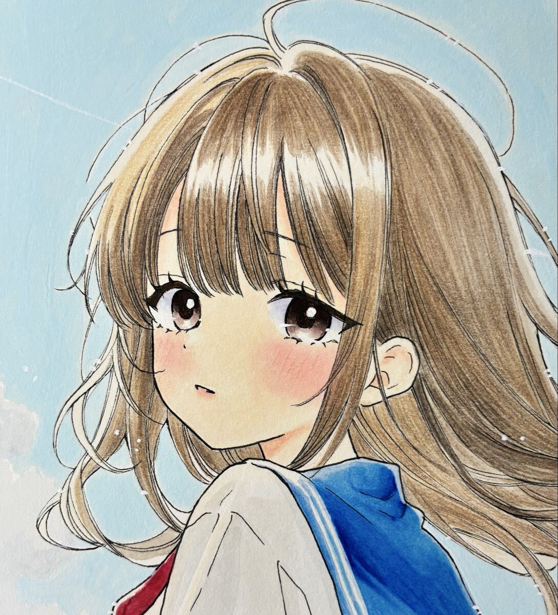 手描きイラスト】手描きイラスト オリジナル B5 セーラー服 制服