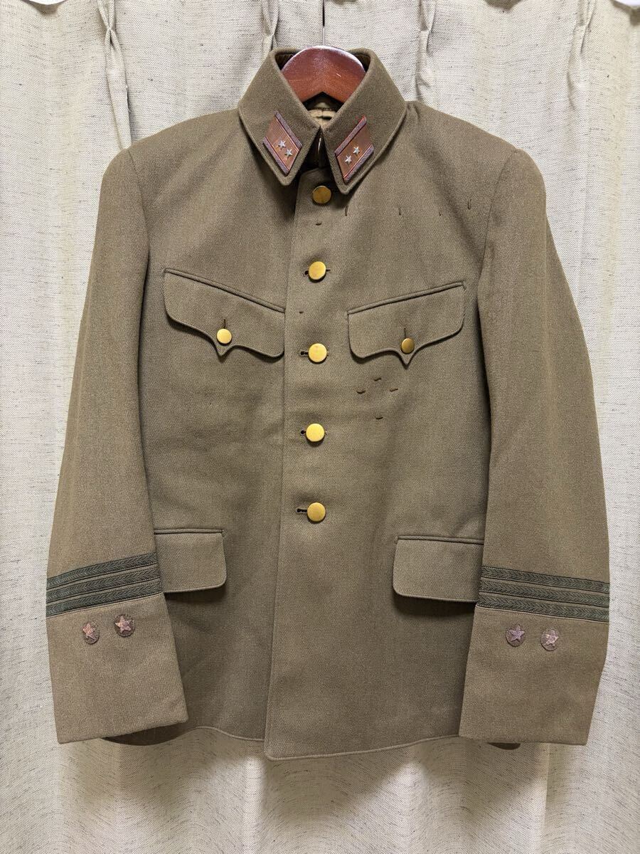 当時物】大日本帝国陸軍 陸軍准尉襟章付 軍服上下＆鉢巻・御守・冊子付