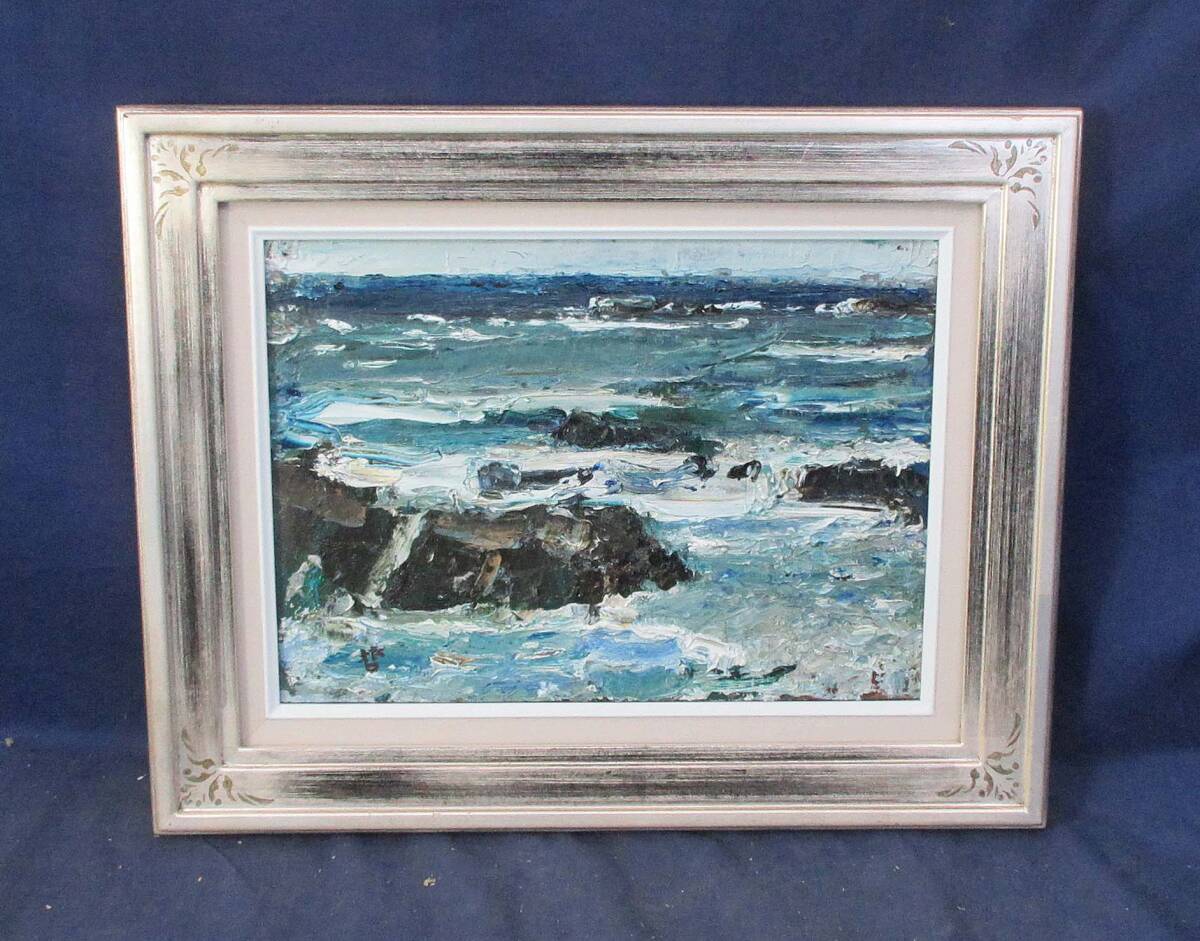 中古】江藤哲 M8号 『静物画』 厚塗り 日展評議員 大分県画家 油彩画