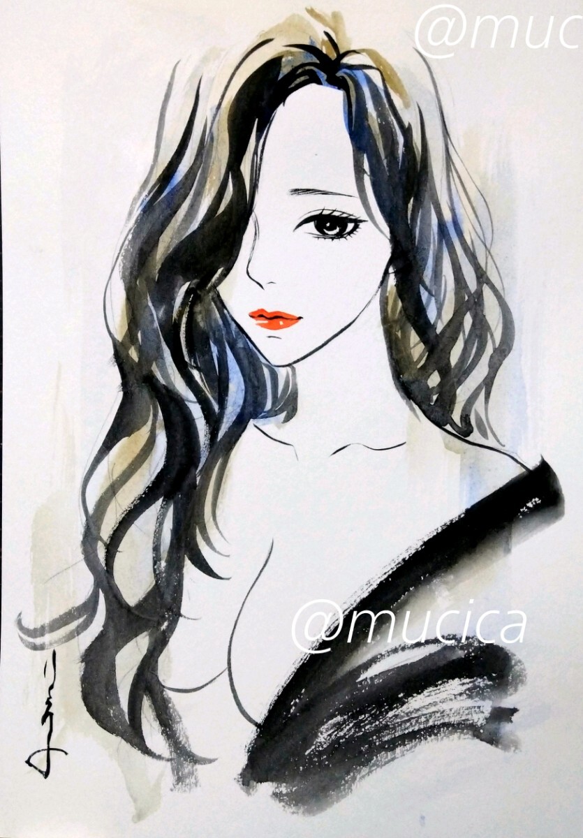 目立った傷や汚れなし】肉筆原画 絵画 手描きイラスト ドローイング