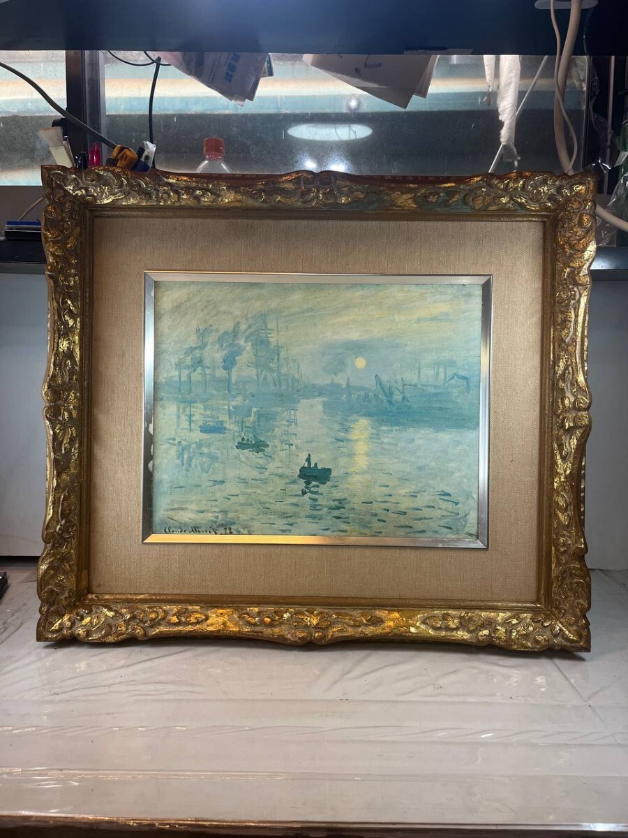 新品】☆秀作☆ 手書き油絵 クロード・モネ ひまわり 額付 絵画