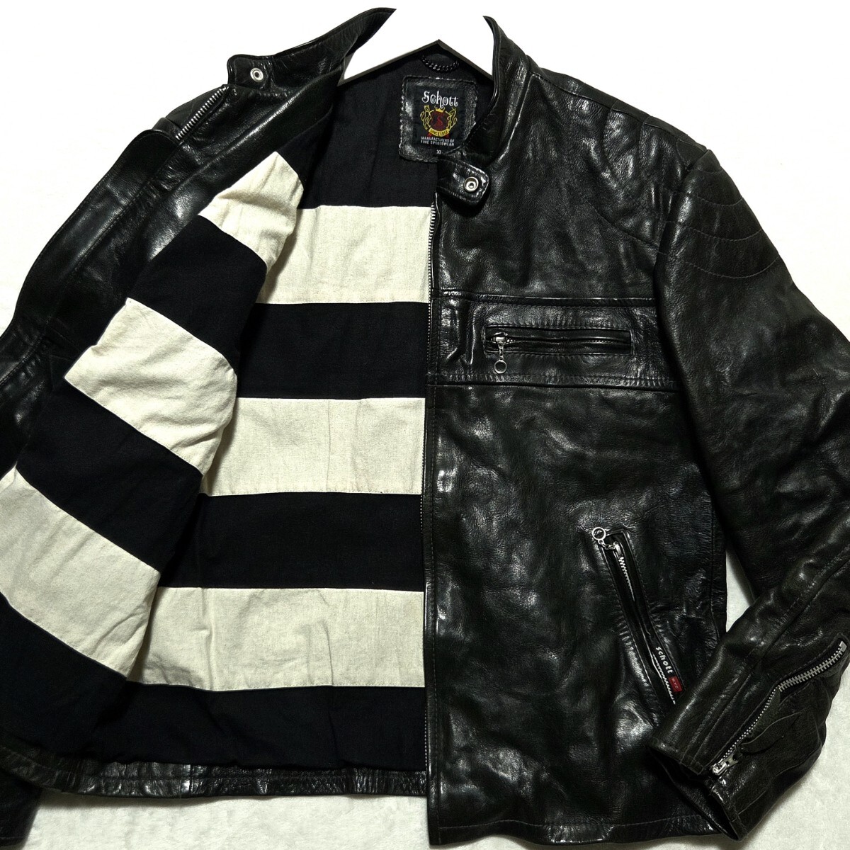 中古】70S 80S Schott 白タグ 618 USA製 レザー ダブルライダース