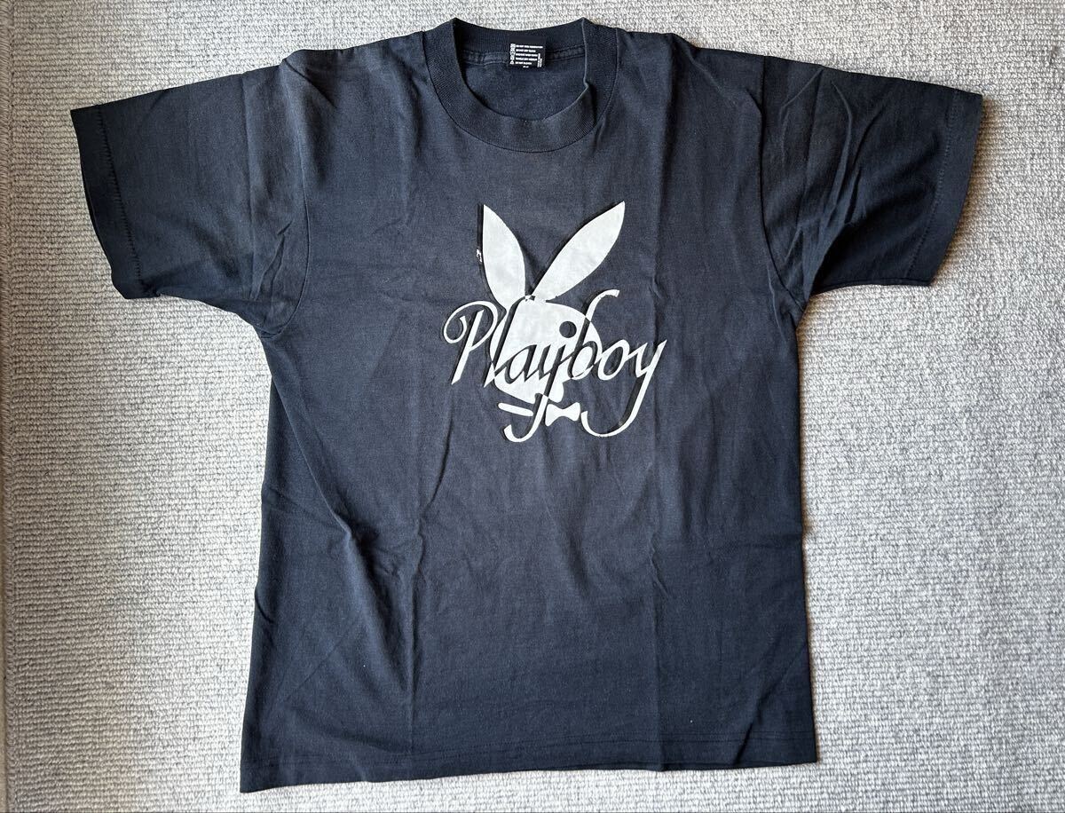 90s PLAYBOY スウェット パーカー L ネイビー USA製 ビンテージ 90年代