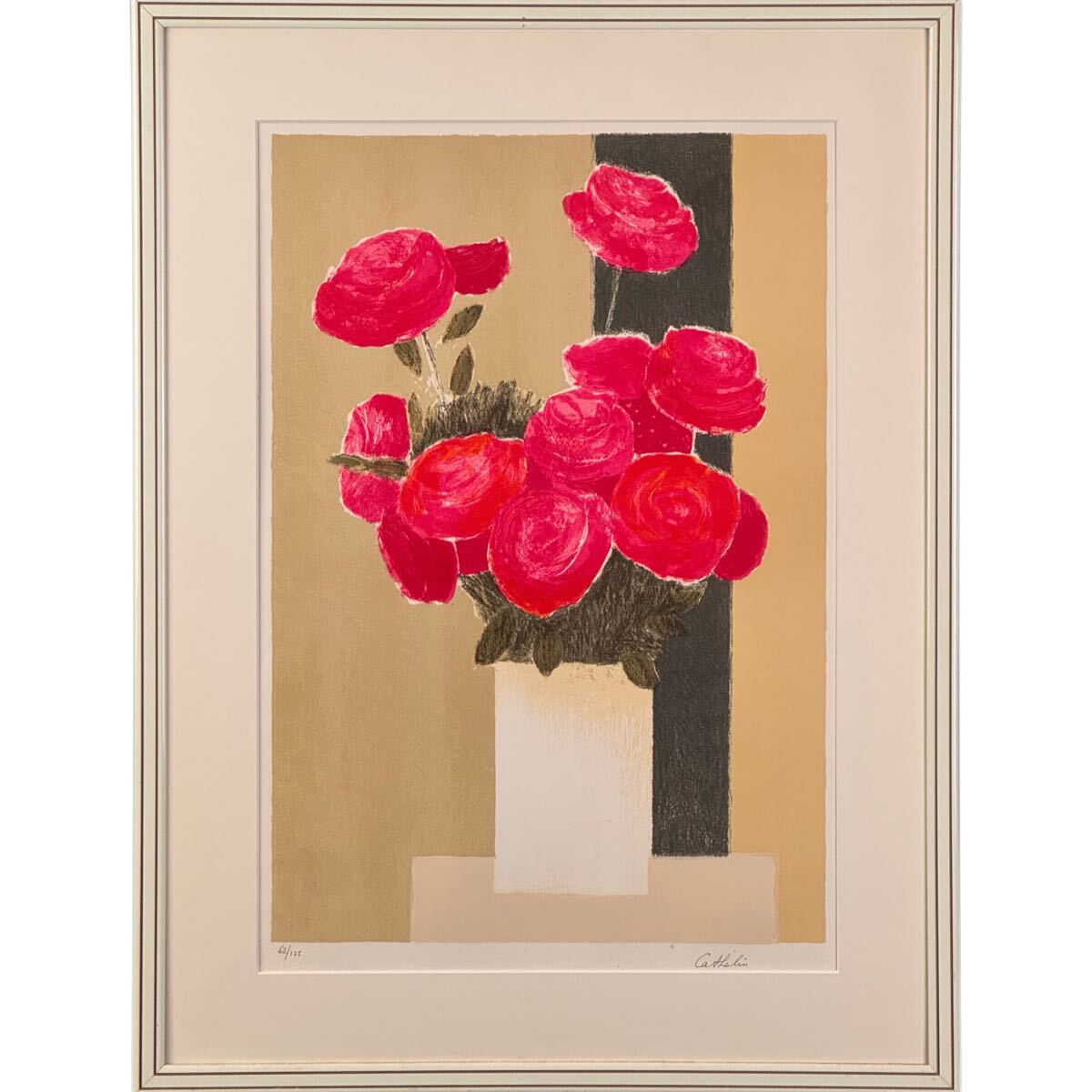中古】リトグラフ□有名画家・ ベルナール・シャロワ □少女と馬