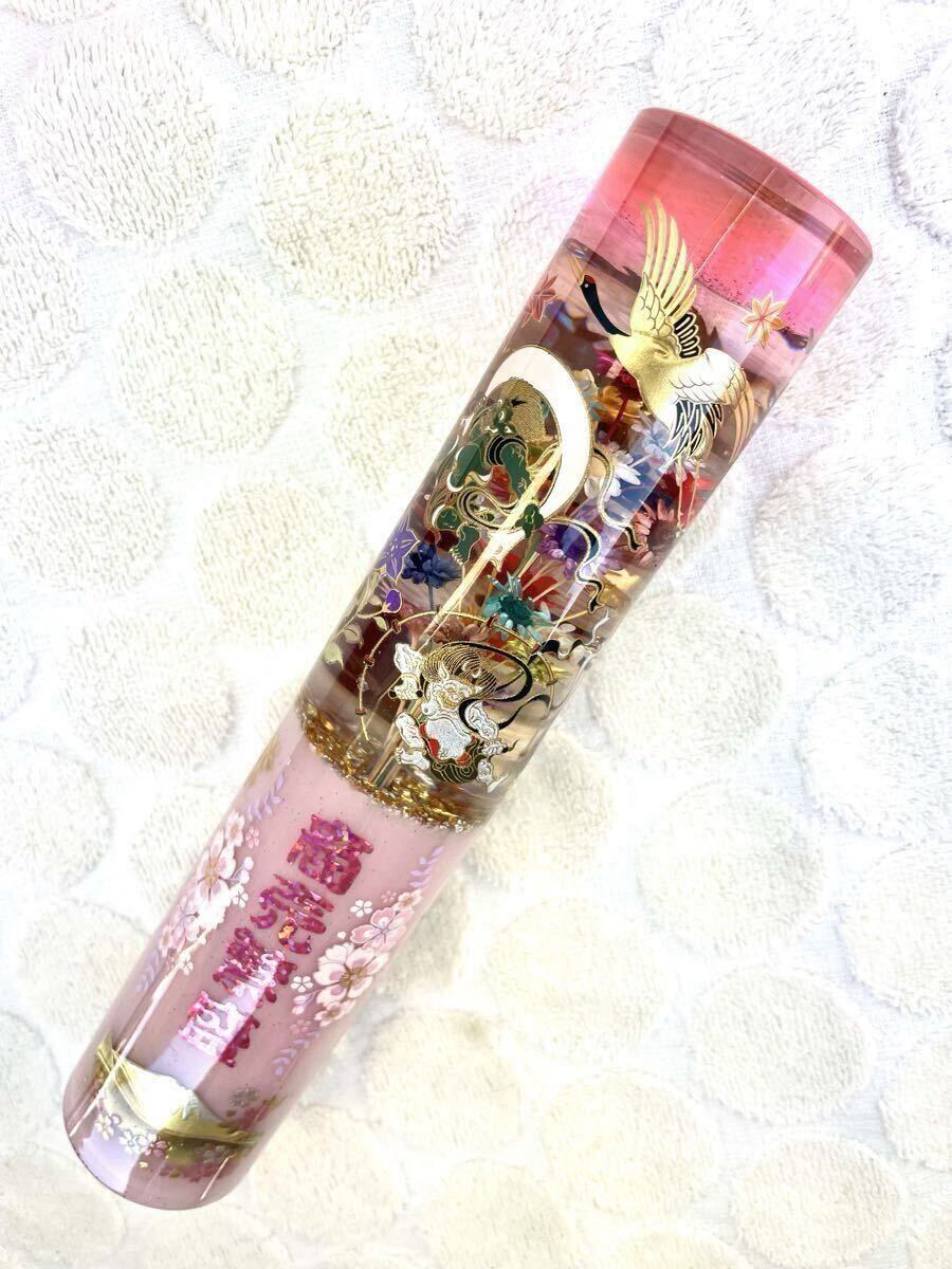 新品】水中花 風神雷神 12×1.25 シフトノブ 黒 桜 和柄和風 昭和レトロ 
