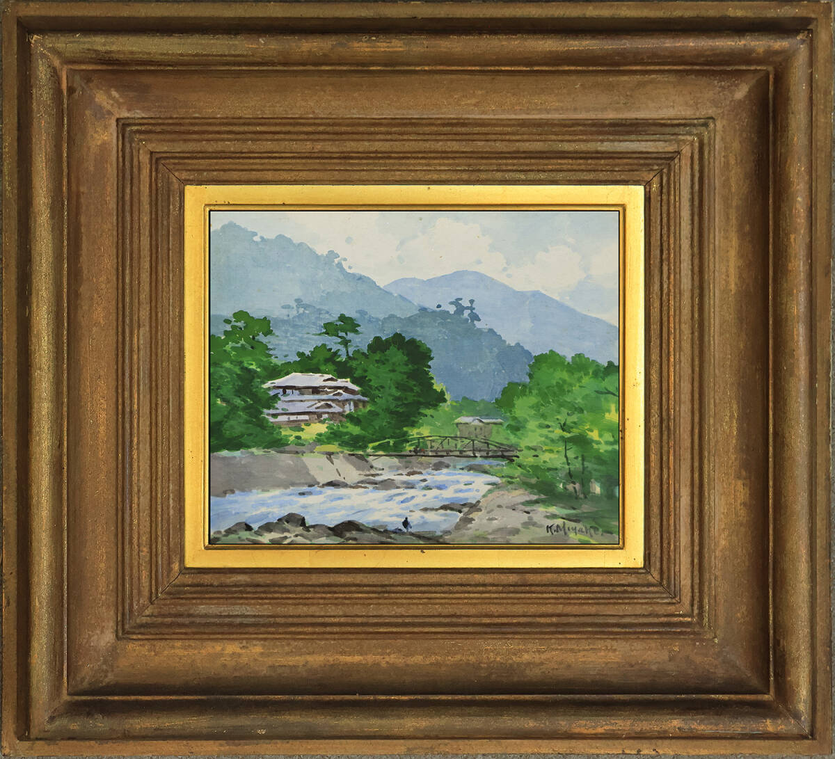 中古】19) 森長武雄 額装 水彩画 三宅美術館作品の落札情報詳細