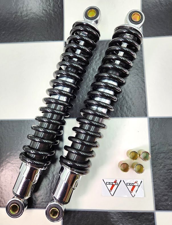 新品】新品 汎用 Z400FX 細巻き リアサス 350mm KONIスタイル 黒/黄