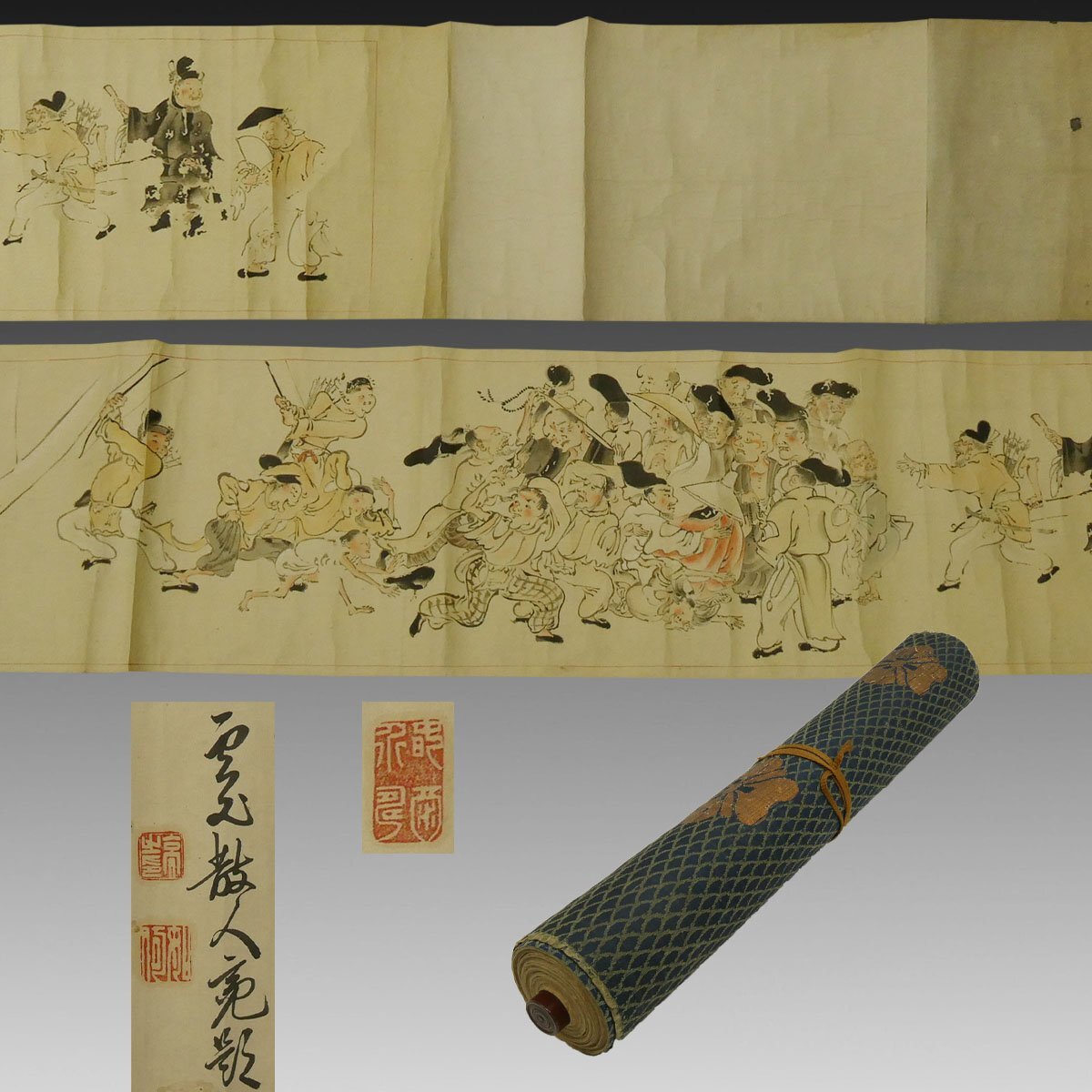 放屁合戦絵巻 1巻 鳥羽僧正 勝絵 陽物比べ 肉筆 戯画 巻物 和本 古文書