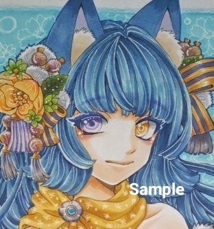 新品】オリジナル 同人手描きイラスト 猫耳少女 オッドアイ 色紙の落札