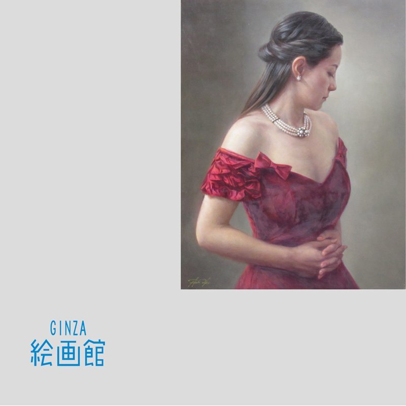 GINZA絵画館】竹内浩一 日本画8号「仔」鹿・共シール ☆35
