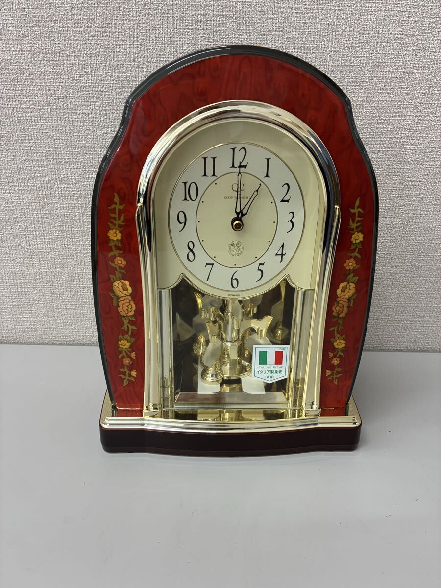 クイーンエリザベス2 高級リズム置時計 QE2-R29 オニキス 高級置き時計 高音質FM音源チャイム 高精度 クイーン