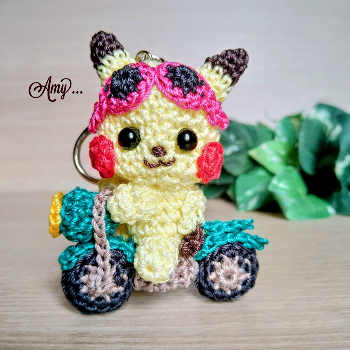 未使用】ハンドメイド シフトノブ ポケモン ピカチュウ 水中花