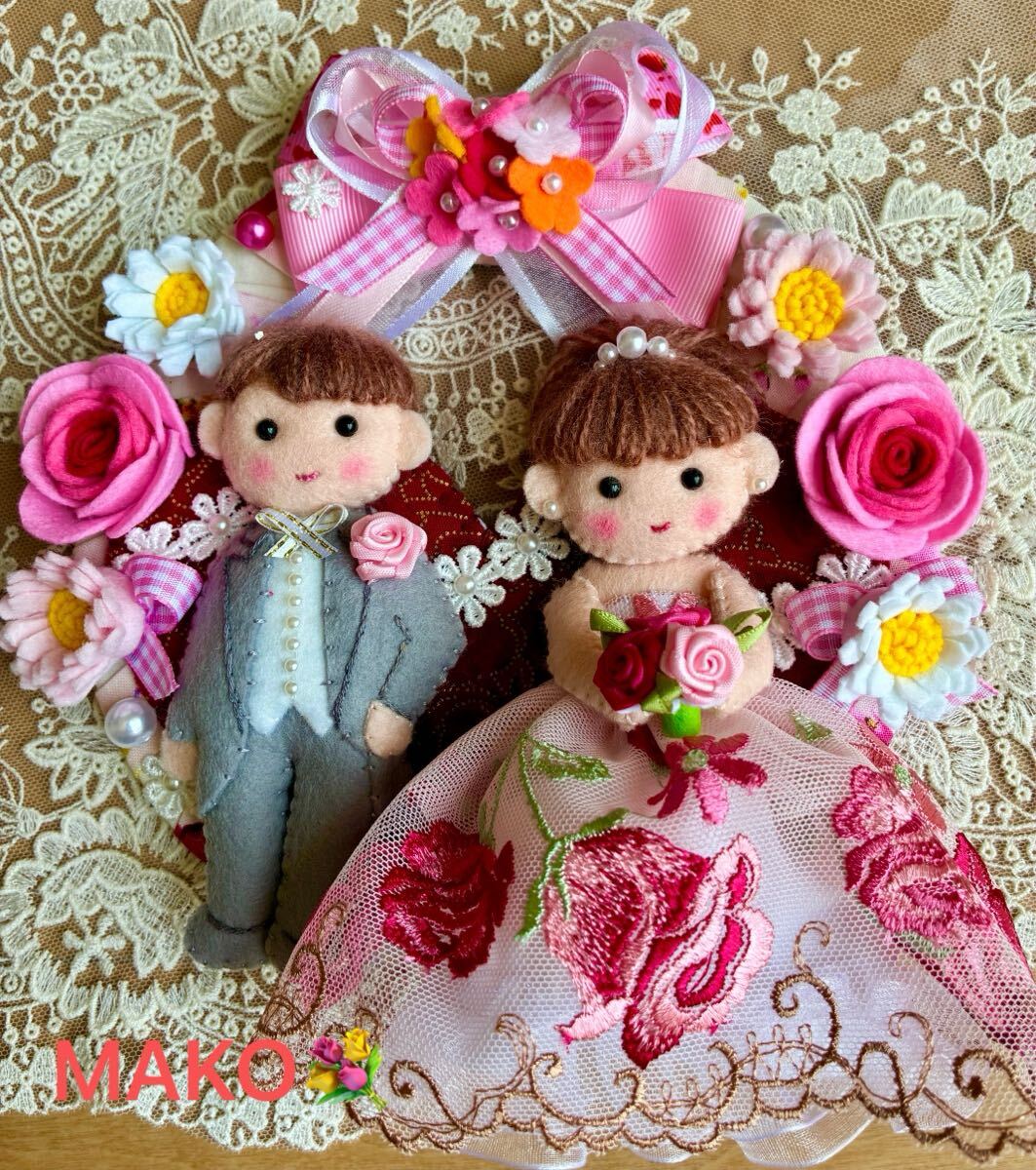 新品】ハンドメイド☆フェルト☆リース☆ウェディング☆結婚式☆壁飾り
