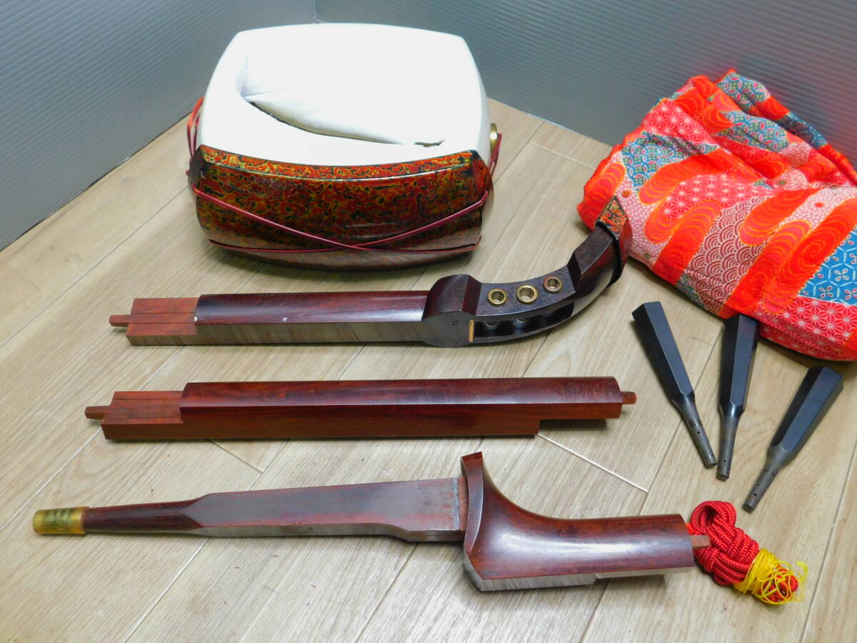 【新品】　三味線用　部品　糸巻金具　福林　合金　5セット 新品】1円～○未使用○三味線 糸巻き金具/糸巻金具 K18 福林 銀足 津軽