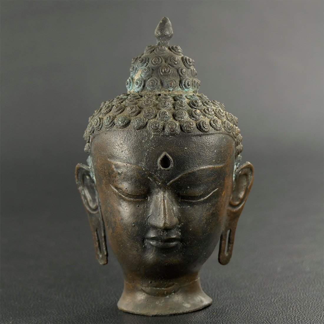 紀元12世紀頃 古代タイ クメール期 アンコールワット様式 青銅製 三面