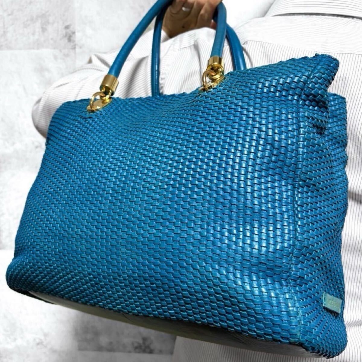 美品 コーチ COACH トートバッグ ビジネスバッグ ターコイズブルー