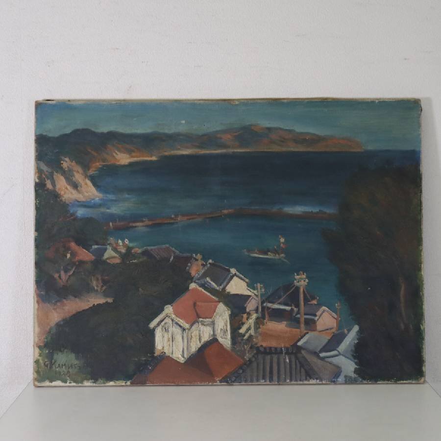 G114-N8-2 1970 林一生 油絵 油彩 風景画 美術品 61×53cm 現状品⑧@の