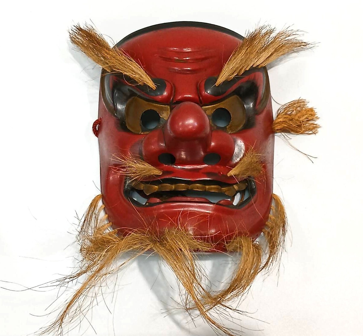 備中神楽面 猿田彦命 天狗 田辺聖祐 作 木彫り面 お面 能面 神楽 伝統