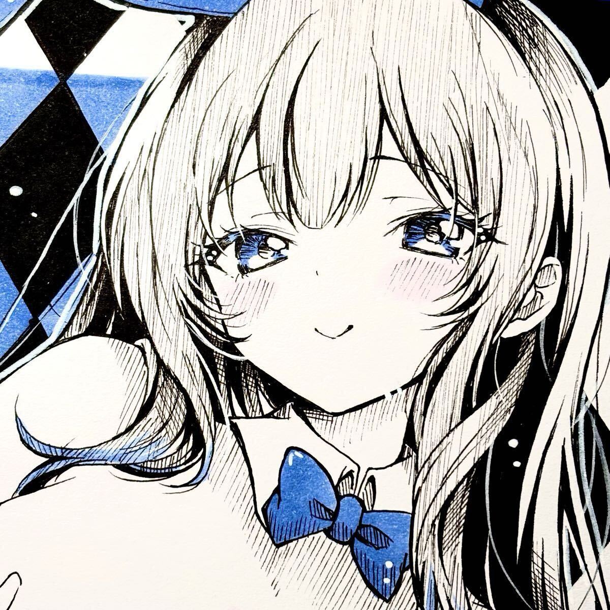 新品】オリジナル 手描きイラスト / 二人のバニー / 色紙 バニーガール