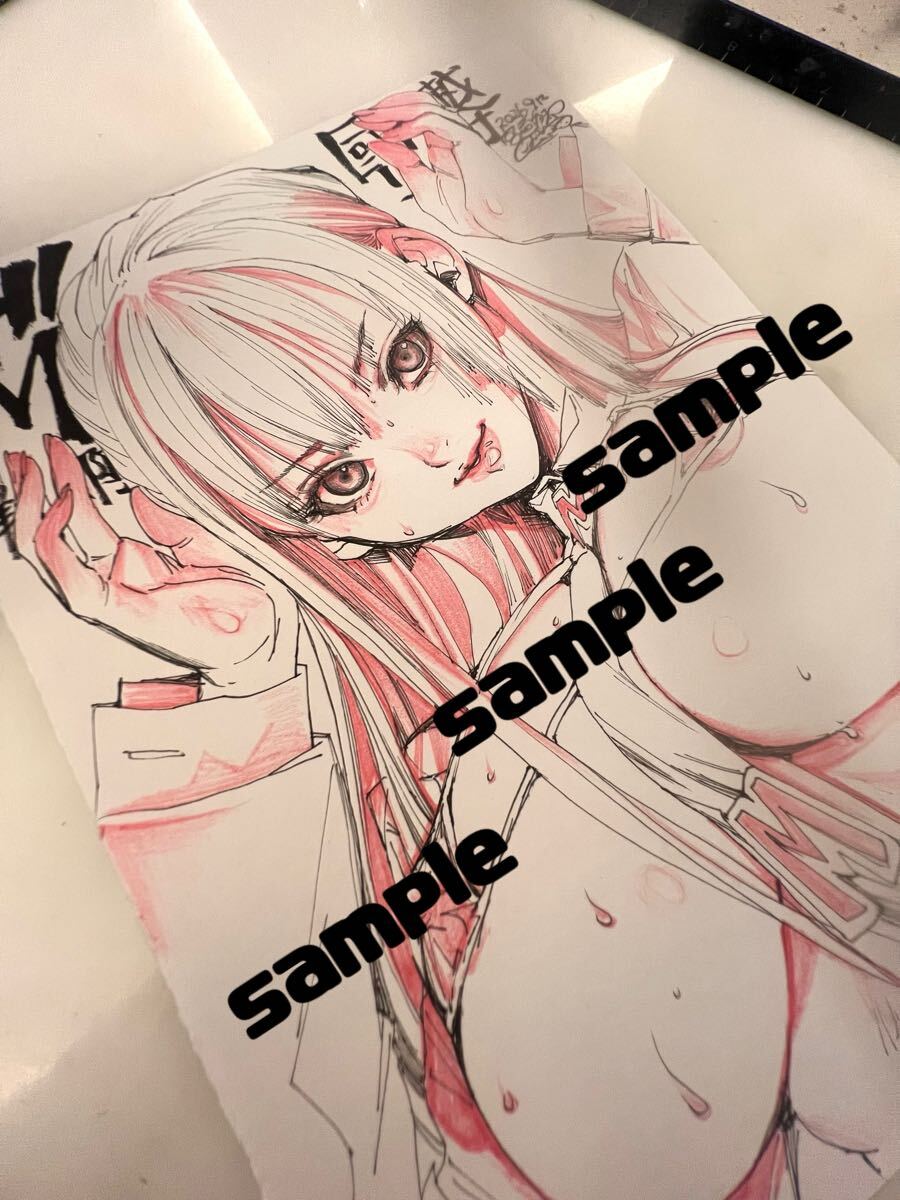 新品】オリジナル 手描き イラスト チャイナ服 女の子 少女 モノクロ