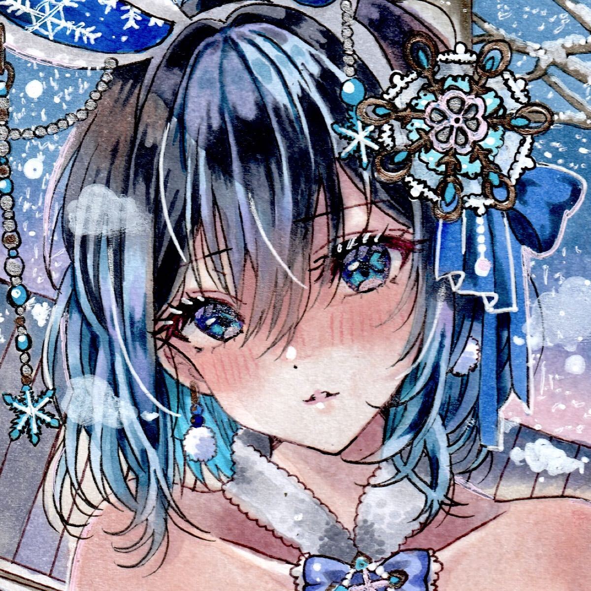 新品】オリジナル 手描きイラスト / 二人のバニー / 色紙 バニーガール