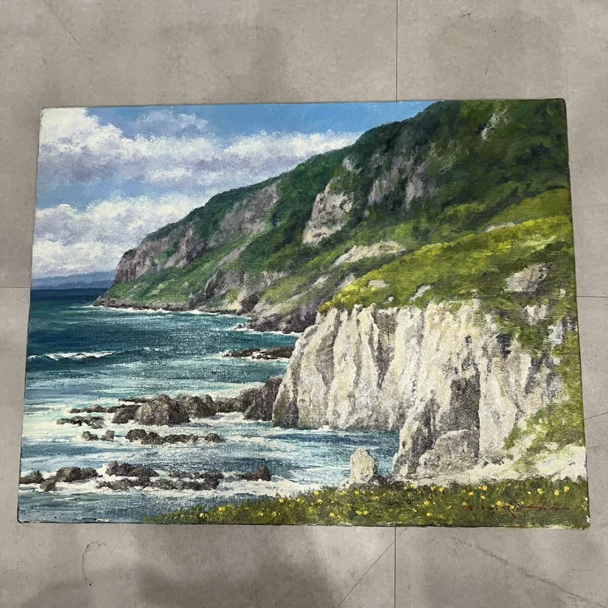 u1400 レトロ アンティーク 油彩 油絵 蔵王の画家 菅野 廉 秋の山 額装