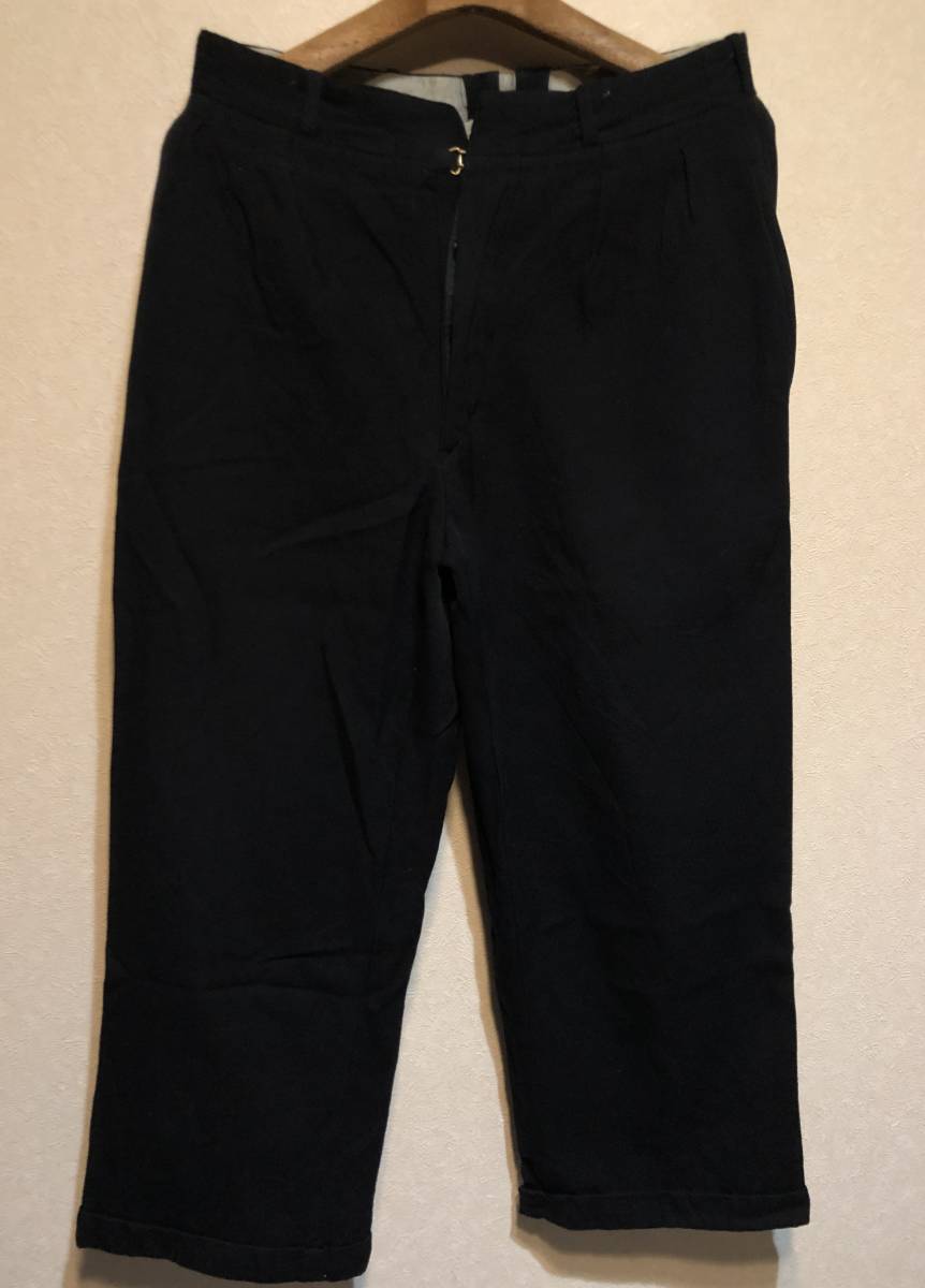 フランス製40sビンテージウールパンツ2タック濃紺トラウザーズ美品ピン 定番から人気の限定 80年代 ビンテージ イタリア製 トラウザー ライトウール チェック スラックス