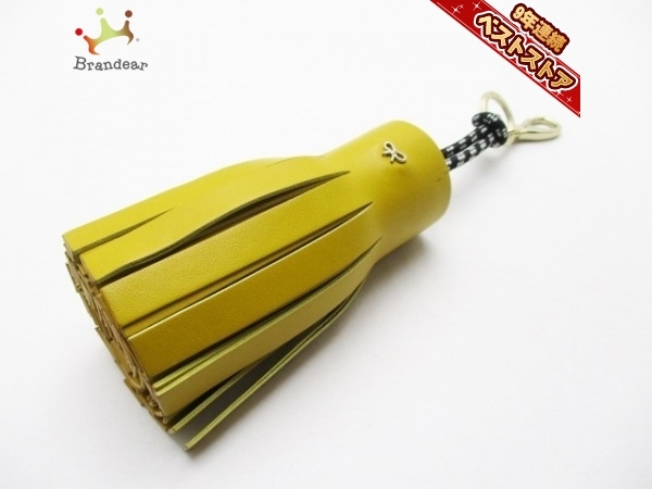 アニヤハンドマーチ 黄色タッセル付きレザーキーホルダー アニヤハンド