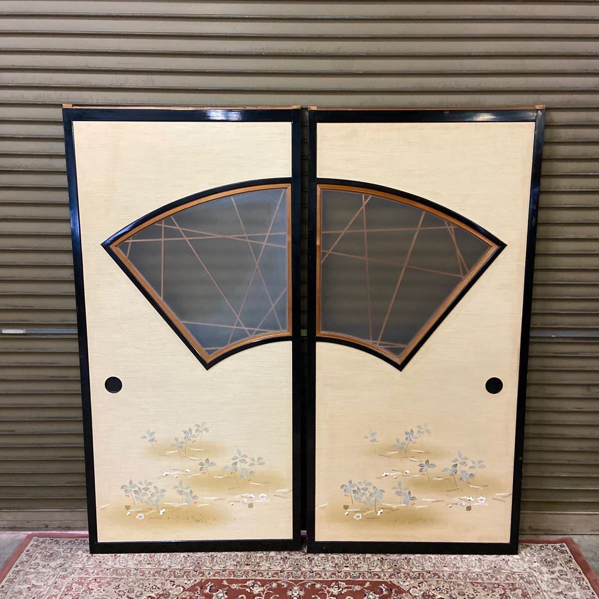 古建具 中窓用障子戸 2枚 交わし