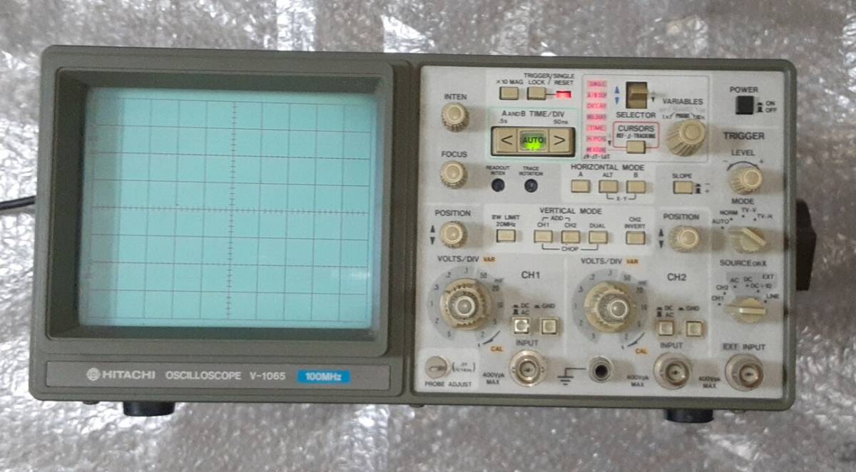 日立/HITACHI/100MHz オシロスコープ/V-1065/A ○HITACHI(ヒタチ) オシロスコープ V-1065 100MHZ アマチュア無線 通電