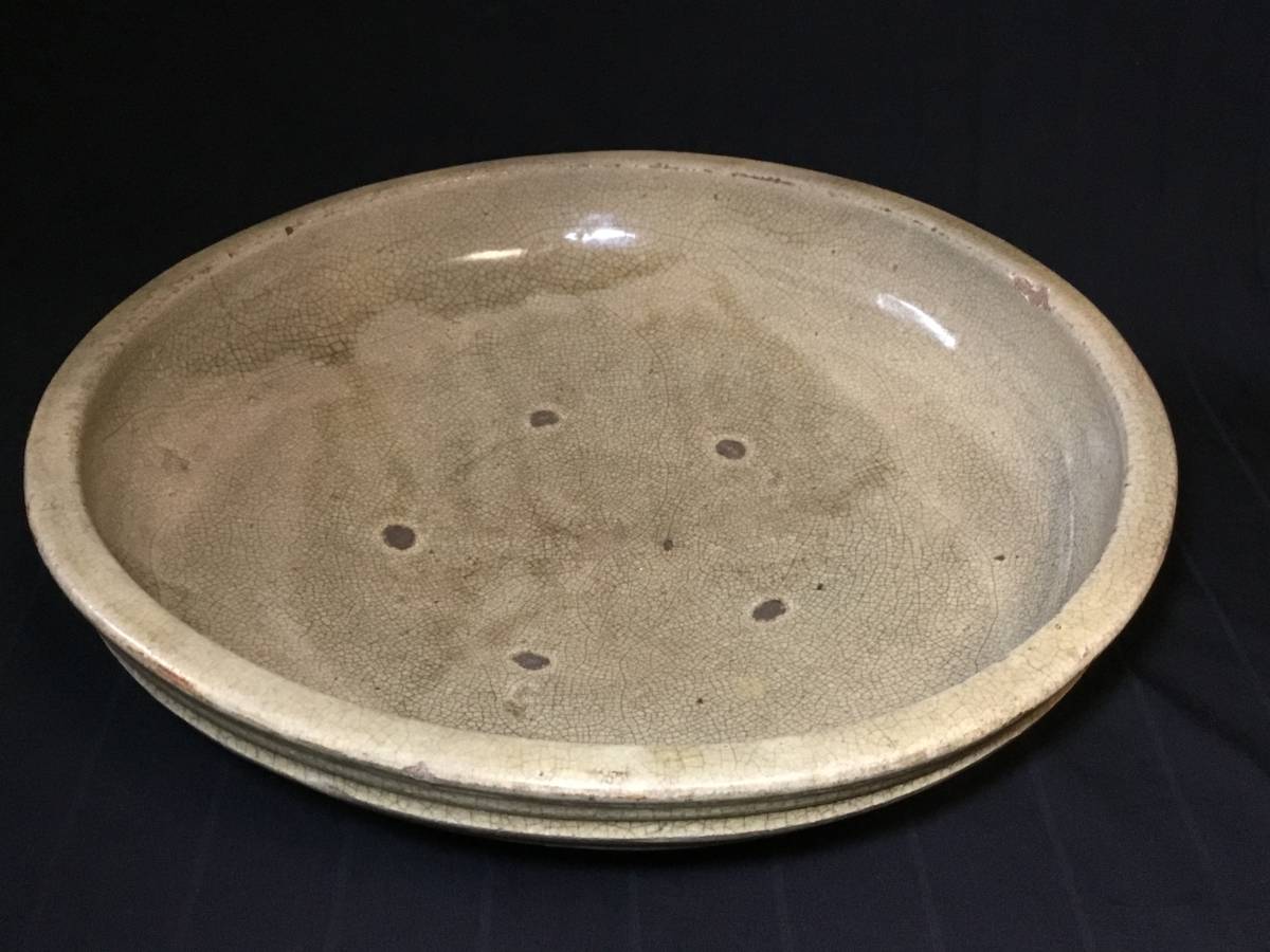黄瀬戸 石皿 古瀬戸 大皿 大鉢 37cm 江戸 黄瀬戸 石皿 古