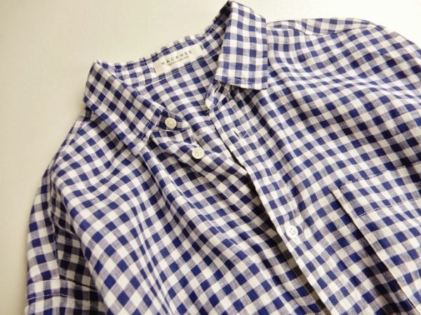 MACPHEE トゥモローランド ギンガムチェック オールインワン ブルー トゥモローランド マカフィー MACPHEE リネン100％オーバーサイズ