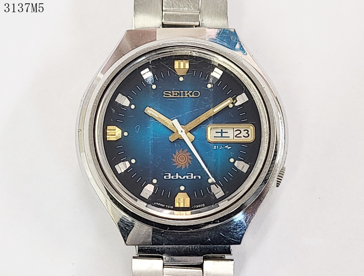 SEIKO アドバン 7019-7260 ブルー文字盤 自動巻き ☆稼働品◎ SEIKO セイコー advan アドバン 7019-7260 自動巻き 21石 3