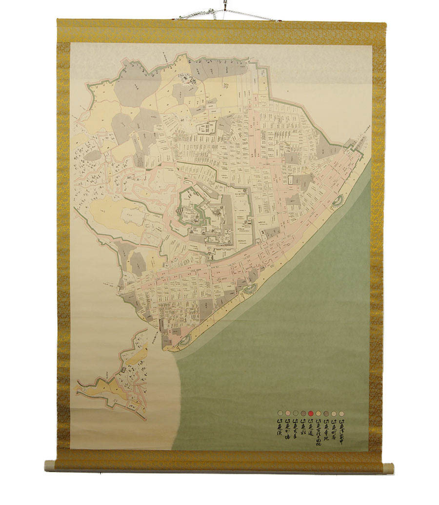 小田原城下町絵図 』 工芸 印刷 紙本 掛軸 復刻 古地図 難攻不落の城