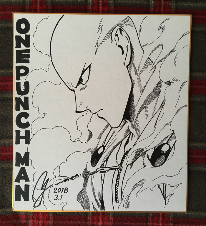 ワンパンマン　直筆サイン色紙 ワンパンマン』直筆イラスト・サイン色紙 《VIZ Media 30周年》 ONE