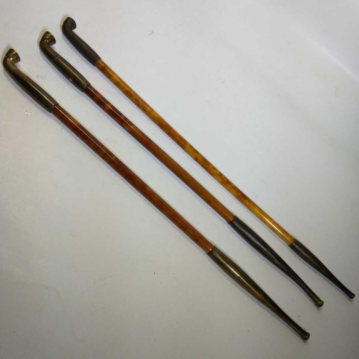 時代物 長いキセル 長煙管 喫煙具 パイプ 真鍮製/木製 昭和レトロ