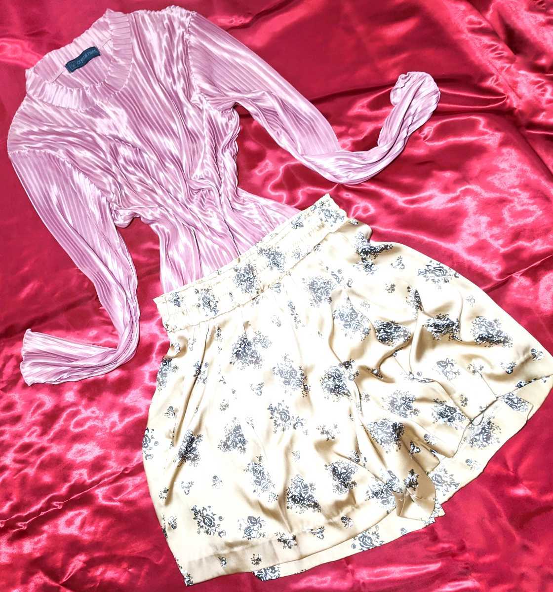 サテンフェチ ツルツル光沢サテン美しい2点セット カットソー、キュロットスカート 女装子様、サテンフェチ様、男性様、コスプレにも*・゜ の落札情報詳細 -  Yahoo!オークション落札価格検索 オークフリー