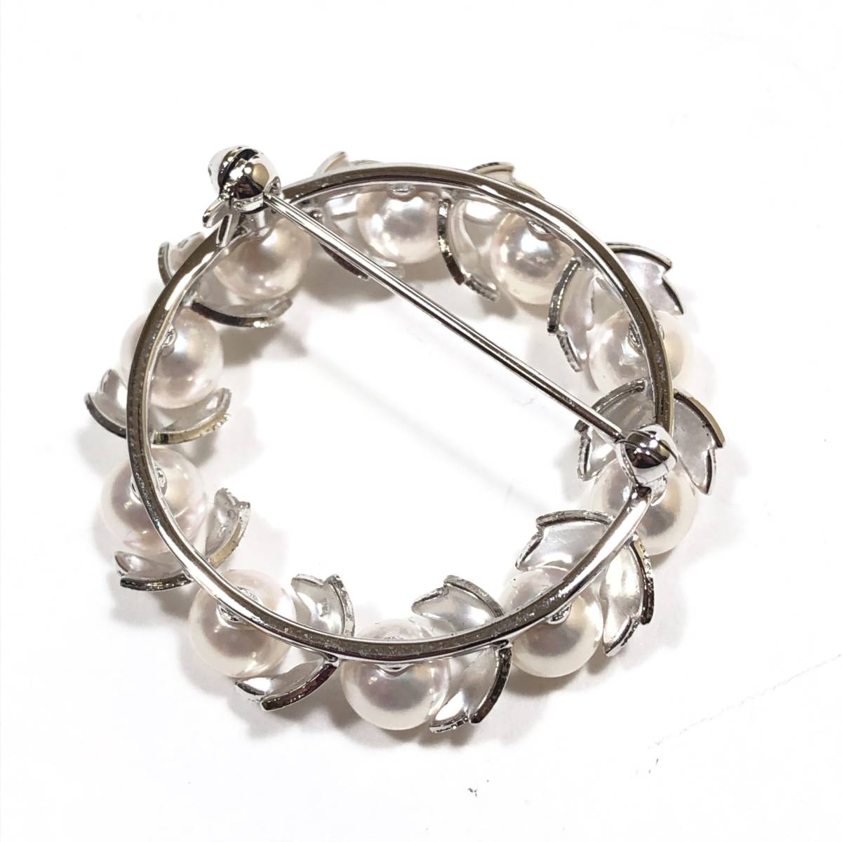 □MIKIMOTO ミキモト 10粒パール サークルブローチ 輪型 真珠 M/S刻印