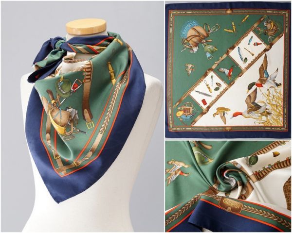 シルク スカーフ 馬具デザイン イタリア製 TA2344*イタリア製*GUCCI
