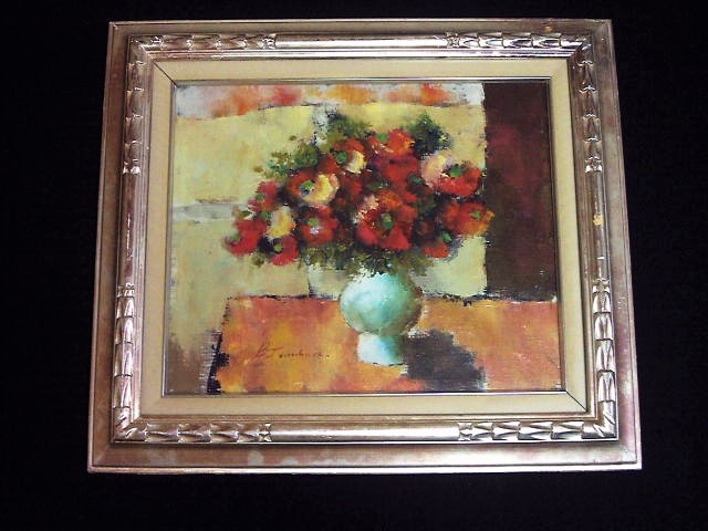 絵画「窓辺の花瓶」F8・油彩画・原画・裏紐付き