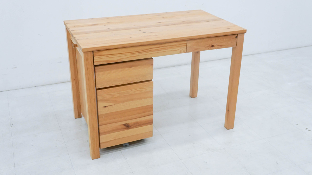 MUJI/無印良品 パイン材デスク キャビネット付き 幅100cm 良品計画 机