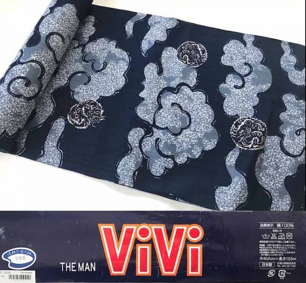 新古品 浴衣反物 日本製 着尺 Vivi 綿 長さ12 5m 巾40 染 紺地に雲と龍 ドラゴン 和柄 粋 リメイク 素材 材料 生地 和裁 男性用 メンズ用 の落札情報詳細 ヤフオク落札価格情報 オークフリー スマートフォン版